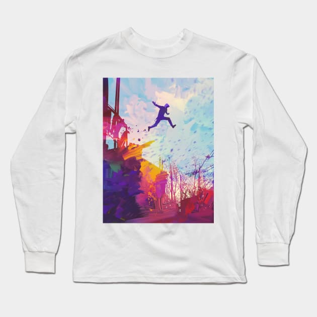 Parkour Free Running Urban Obstacle Course Long Sleeve T-Shirt by EvcoStudio